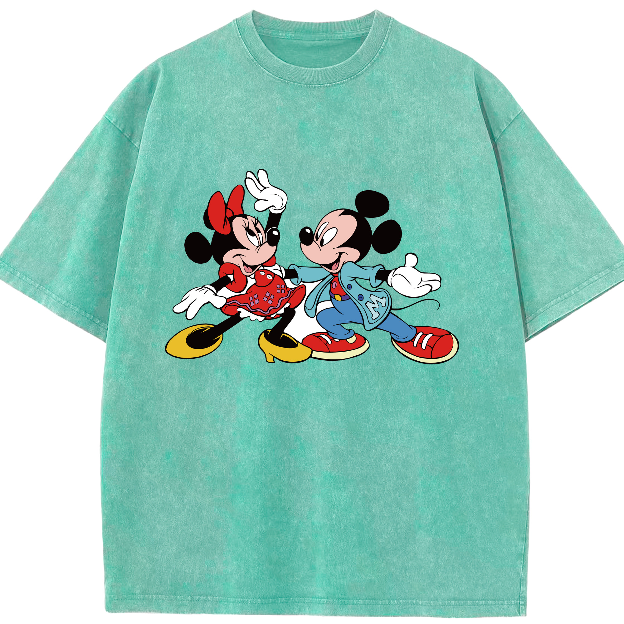 （画像用） ミッキーマウス Mickey Mouse 綿100% ヴィンテージ風 半袖Tシャツ（フロントプリント）